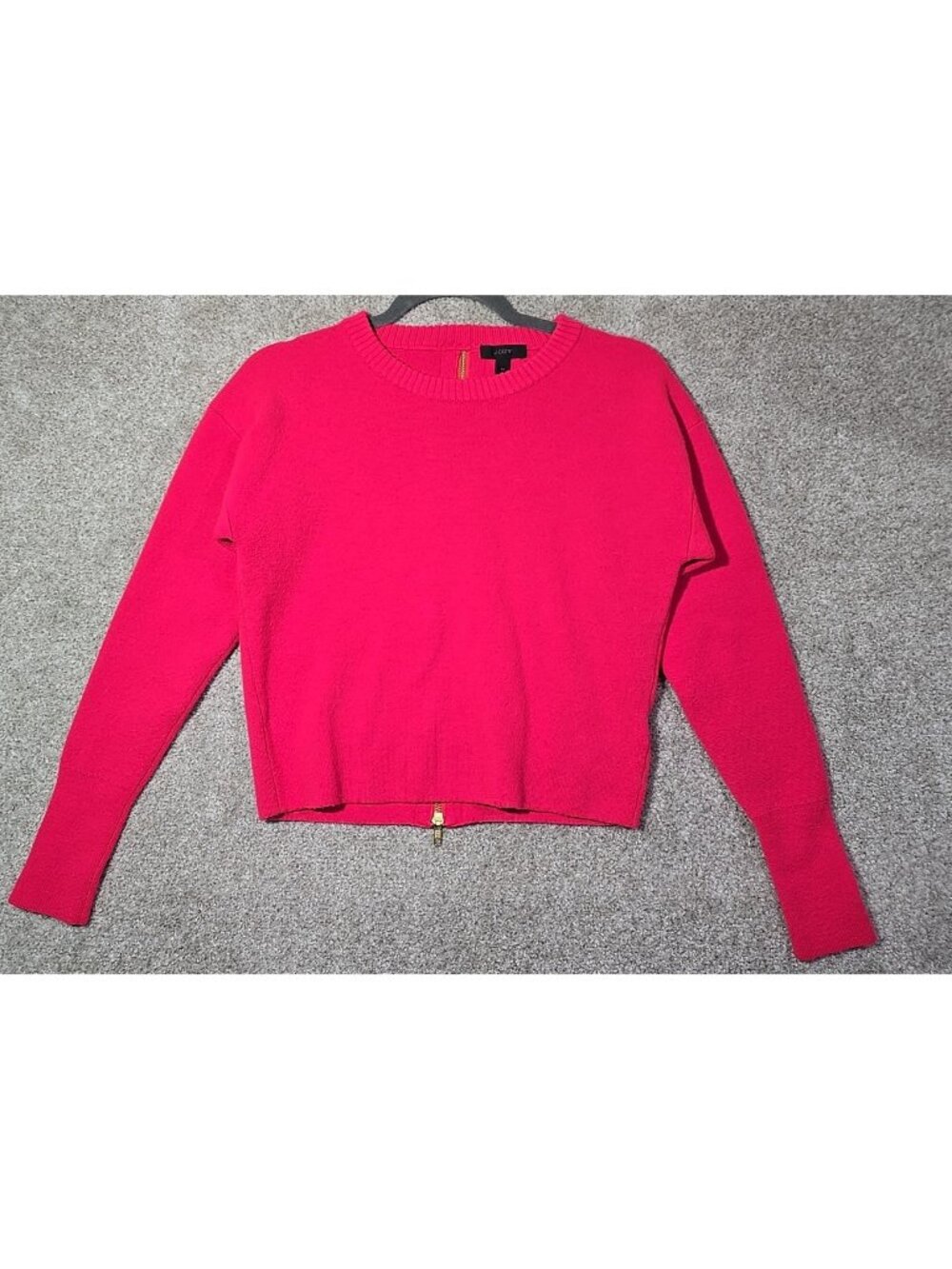 J. Crew 100% Merino Wool Cropped Sweater Back Zip Preppy Salmon Pink Women's M
